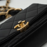 CHANEL Handbag Black Lambskin Quilted Entwined Single Flap Mini Aged Hardware - Redeluxe