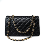 CHANEL Handbag Black Lambskin Quilted Medium Classic Flap Gold Hardware - Redeluxe