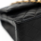CHANEL Handbag Black Lambskin Quilted Medium Classic Flap Gold Hardware - Redeluxe