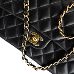 CHANEL Handbag Black Lambskin Quilted Medium Classic Flap Gold Hardware - Redeluxe