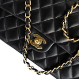 CHANEL Handbag Black Lambskin Quilted Medium Classic Flap Gold Hardware - Redeluxe