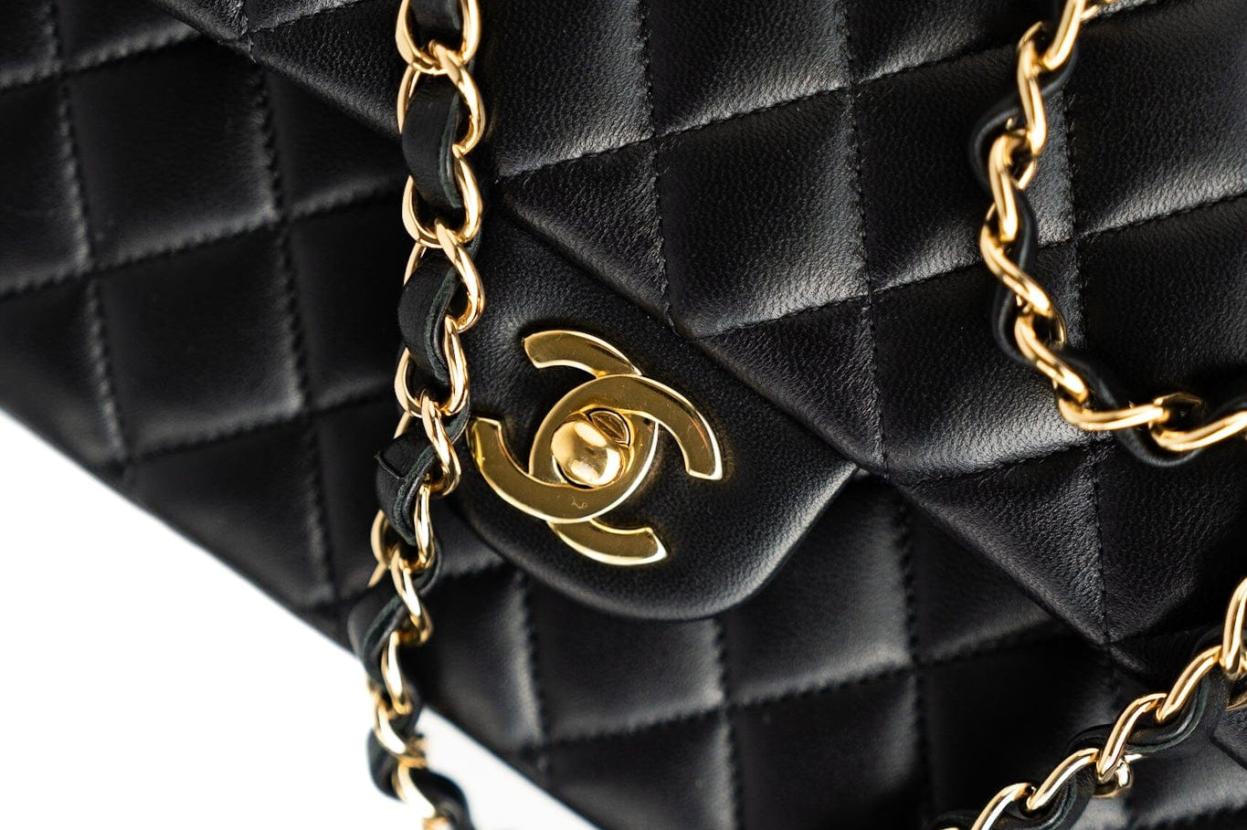 CHANEL Handbag Black Lambskin Quilted Medium Classic Flap Gold Hardware - Redeluxe