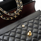 CHANEL Handbag Black Lambskin Quilted Medium Classic Flap Gold Hardware - Redeluxe