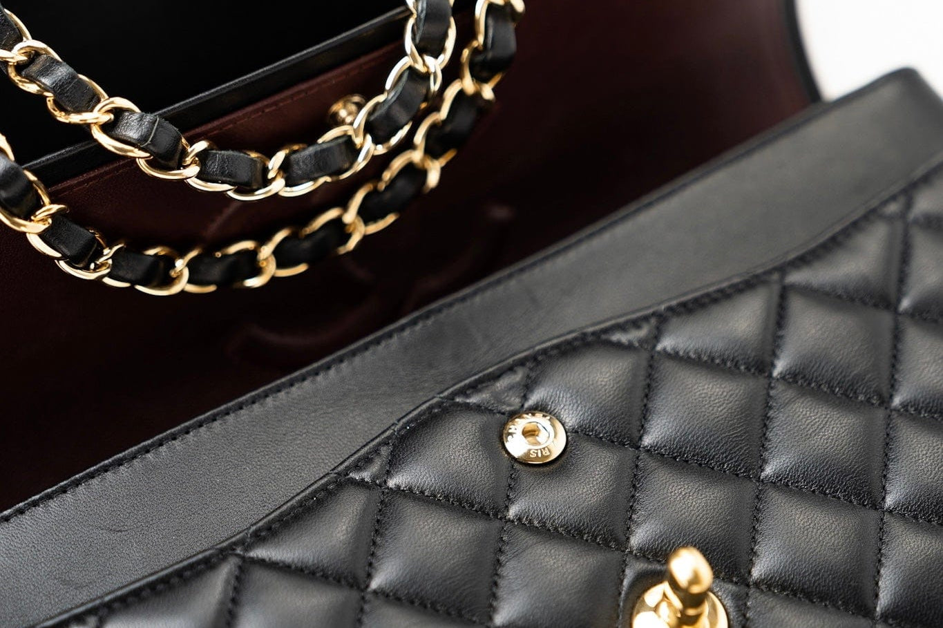 CHANEL Handbag Black Lambskin Quilted Medium Classic Flap Gold Hardware - Redeluxe