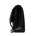 CHANEL Handbag Black Lambskin Quilted Medium Classic Flap Gold Hardware - Redeluxe