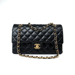 CHANEL Handbag Black Lambskin Quilted Medium Classic Flap Gold Hardware - Redeluxe