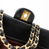 CHANEL Handbag Black Lambskin Quilted Medium Classic Flap Gold Hardware - Redeluxe