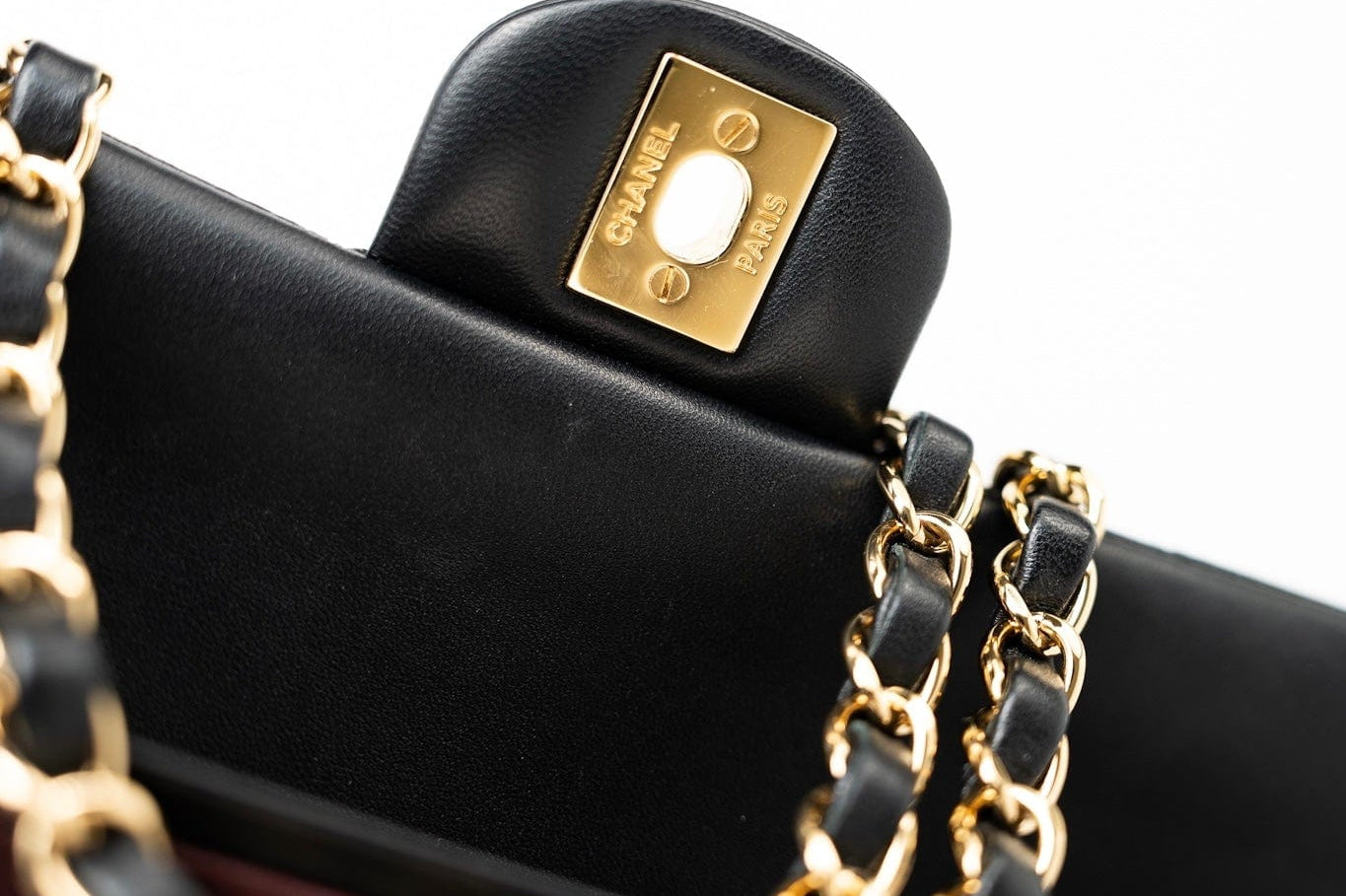 CHANEL Handbag Black Lambskin Quilted Medium Classic Flap Gold Hardware - Redeluxe