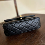 CHANEL Handbag Black Lambskin Quilted Mini Rectangular CC Pearl Crush Single Flap AGHW - Redeluxe