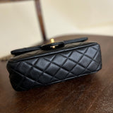 CHANEL Handbag Black Lambskin Quilted Mini Rectangular CC Pearl Crush Single Flap AGHW - Redeluxe