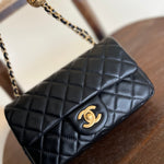 CHANEL Handbag Black Lambskin Quilted Mini Rectangular CC Pearl Crush Single Flap AGHW - Redeluxe