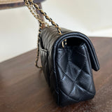 CHANEL Handbag Black Lambskin Quilted Mini Rectangular CC Pearl Crush Single Flap AGHW - Redeluxe