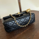 CHANEL Handbag Black Lambskin Quilted Mini Rectangular CC Pearl Crush Single Flap AGHW - Redeluxe