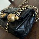 CHANEL Handbag Black Lambskin Quilted Mini Rectangular CC Pearl Crush Single Flap AGHW - Redeluxe