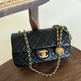 CHANEL Handbag Black Lambskin Quilted Mini Rectangular CC Pearl Crush Single Flap AGHW - Redeluxe