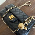 CHANEL Handbag Black Lambskin Quilted Mini Rectangular CC Pearl Crush Single Flap AGHW - Redeluxe