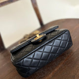 CHANEL Handbag Black Lambskin Quilted Mini Rectangular CC Pearl Crush Single Flap AGHW - Redeluxe