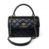 CHANEL Handbag Black Lambskin Quilted Trendy CC Small Light Gold Hardware - Redeluxe