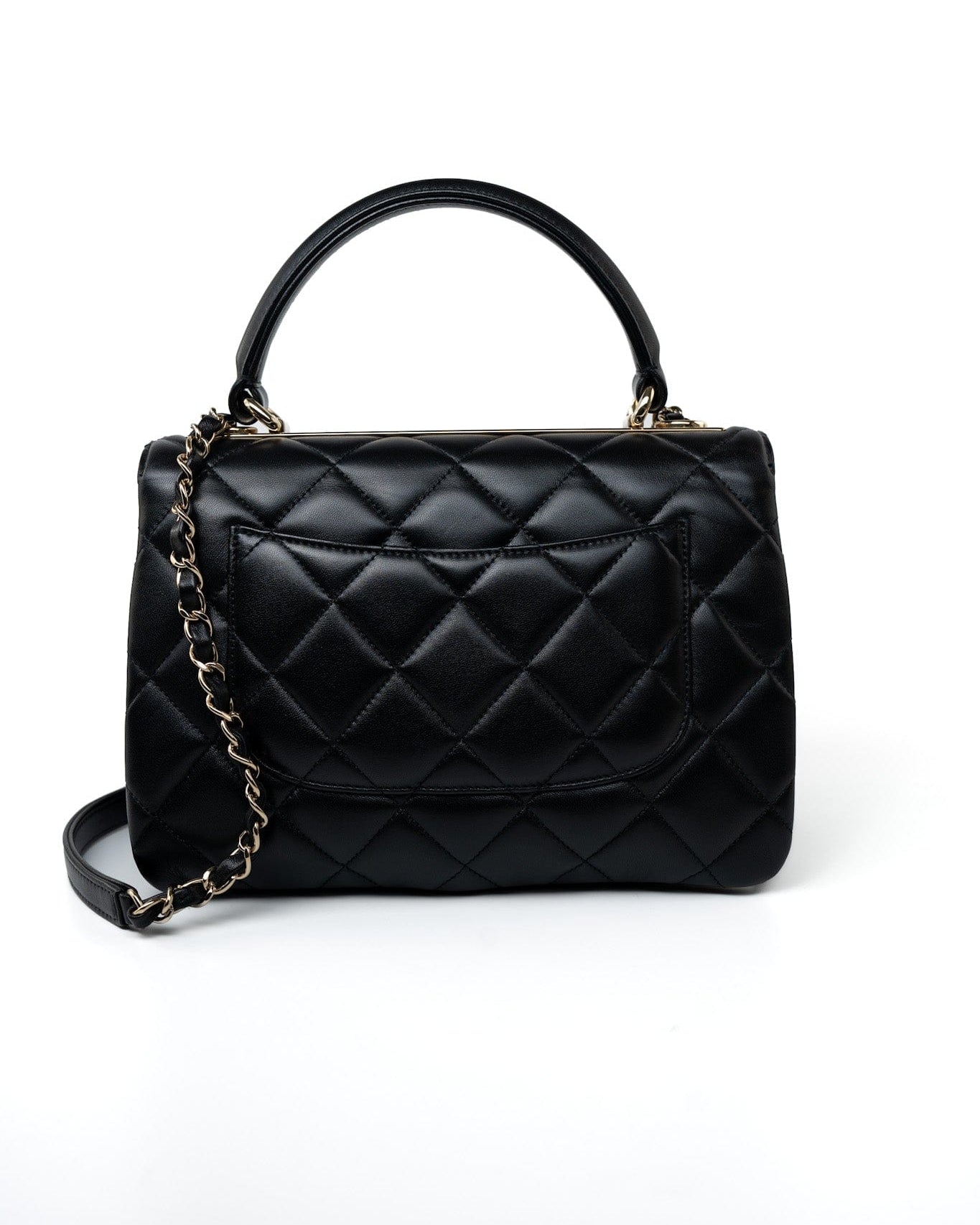 CHANEL Handbag Black Lambskin Quilted Trendy CC Small Light Gold Hardware - Redeluxe
