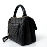 CHANEL Handbag Black Lambskin Quilted Trendy CC Small Light Gold Hardware - Redeluxe