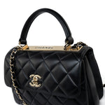 CHANEL Handbag Black Lambskin Quilted Trendy CC Small Light Gold Hardware - Redeluxe