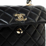 CHANEL Handbag Black Lambskin Quilted Trendy CC Small Light Gold Hardware - Redeluxe