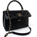 CHANEL Handbag Black Lambskin Quilted Trendy CC Small Light Gold Hardware - Redeluxe