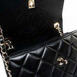 CHANEL Handbag Black Lambskin Quilted Trendy CC Small Light Gold Hardware - Redeluxe