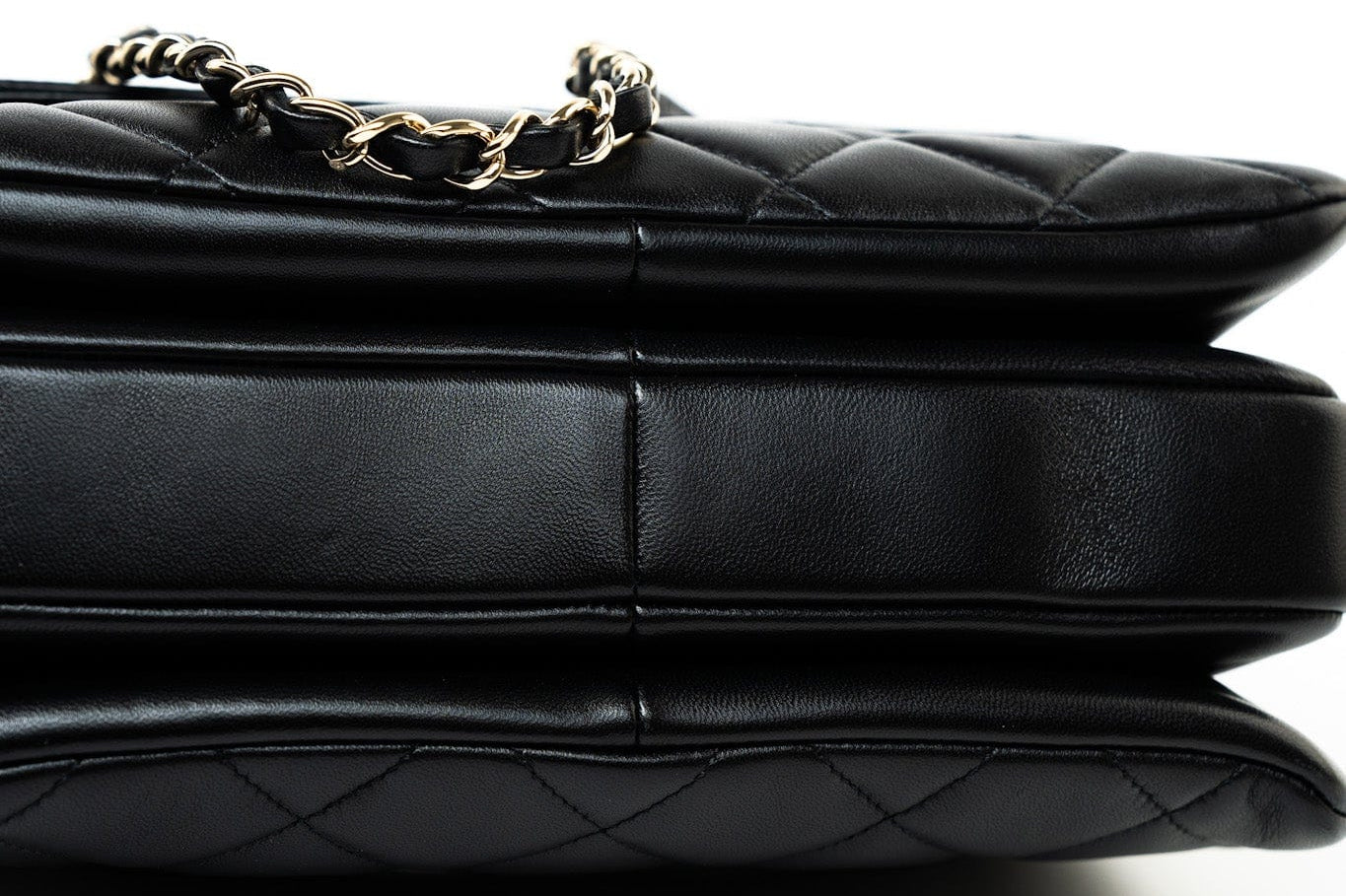 CHANEL Handbag Black Lambskin Quilted Trendy CC Small Light Gold Hardware - Redeluxe