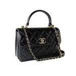 CHANEL Handbag Black Lambskin Quilted Trendy CC Small Light Gold Hardware - Redeluxe