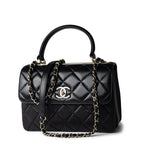CHANEL Handbag Black Lambskin Quilted Trendy CC Small Light Gold Hardware - Redeluxe