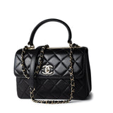 CHANEL Handbag Black Lambskin Quilted Trendy CC Small Light Gold Hardware - Redeluxe