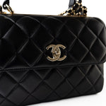 CHANEL Handbag Black Lambskin Quilted Trendy CC Small Light Gold Hardware - Redeluxe
