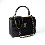 CHANEL Handbag Black Lambskin Quilted Trendy CC Small Light Gold Hardware - Redeluxe