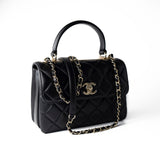 CHANEL Handbag Black Lambskin Quilted Trendy CC Small Light Gold Hardware - Redeluxe