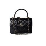 CHANEL Handbag Black Lambskin Quilted Trendy CC Small Light Gold Hardware - Redeluxe