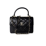 CHANEL Handbag Black Lambskin Quilted Trendy CC Small Light Gold Hardware - Redeluxe