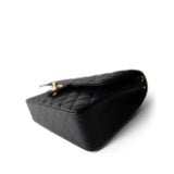 CHANEL Handbag Black Medium Black Caviar Quilted Classic Flap Gold Hardware - Redeluxe