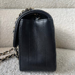 CHANEL Handbag Black Mini Rectangular Lambskin Chevron Light Gold Hardware - Redeluxe