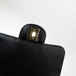 CHANEL Handbag Black Mini Square Black Lambskin Chevron Flap LGHW - Redeluxe