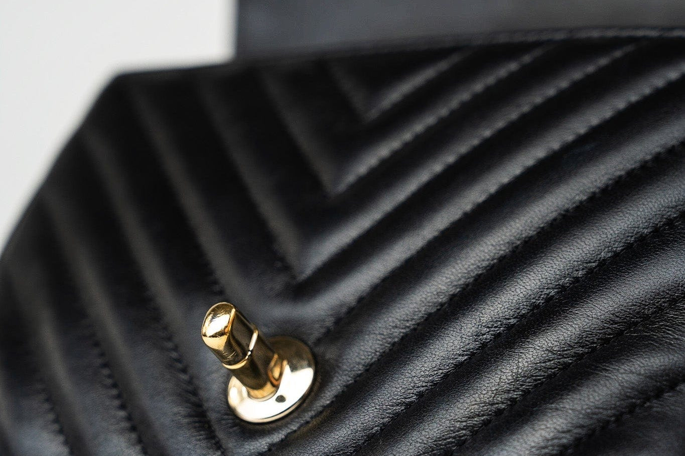 CHANEL Handbag Black Mini Square Black Lambskin Chevron Flap LGHW - Redeluxe