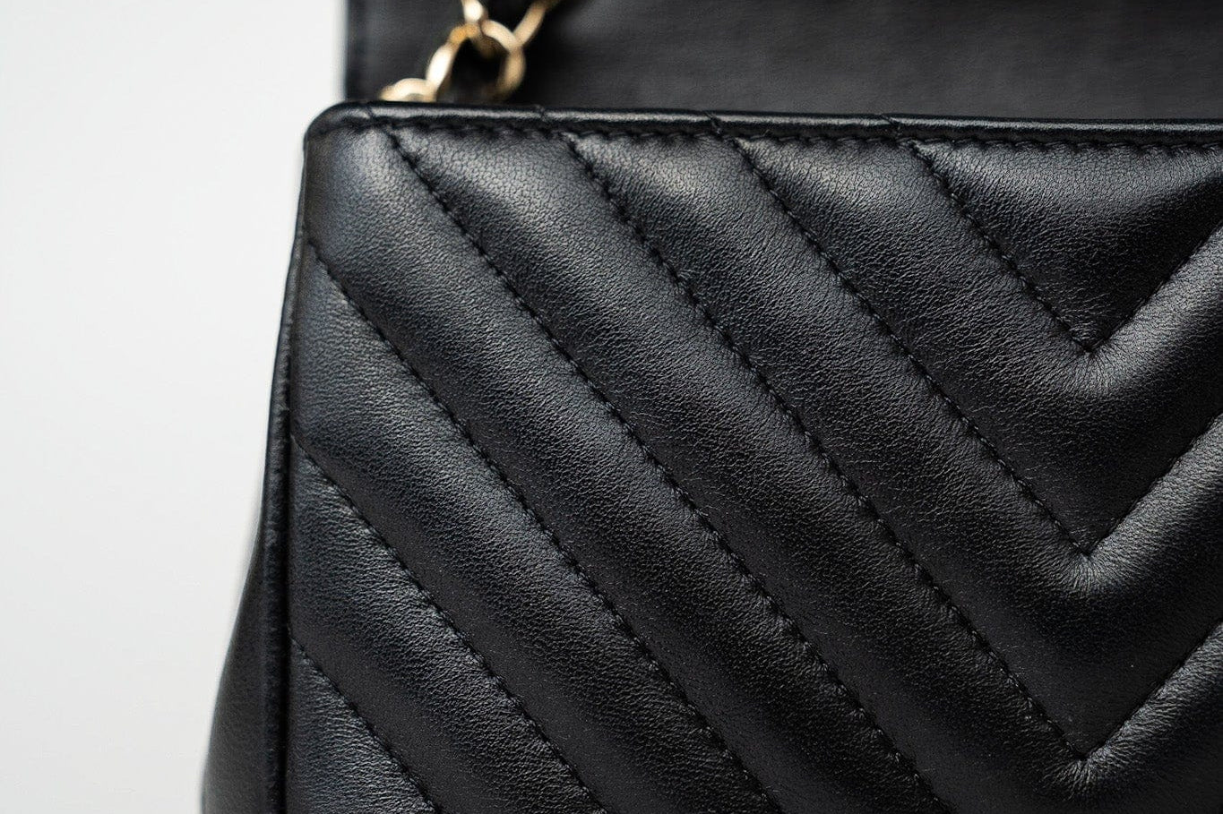 CHANEL Handbag Black Mini Square Black Lambskin Chevron Flap LGHW - Redeluxe
