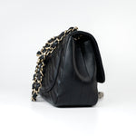 CHANEL Handbag Black Mini Square Black Lambskin Chevron Flap LGHW - Redeluxe