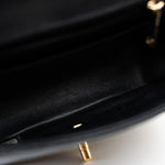 CHANEL Handbag Black Mini Square Black Lambskin Chevron Flap LGHW - Redeluxe