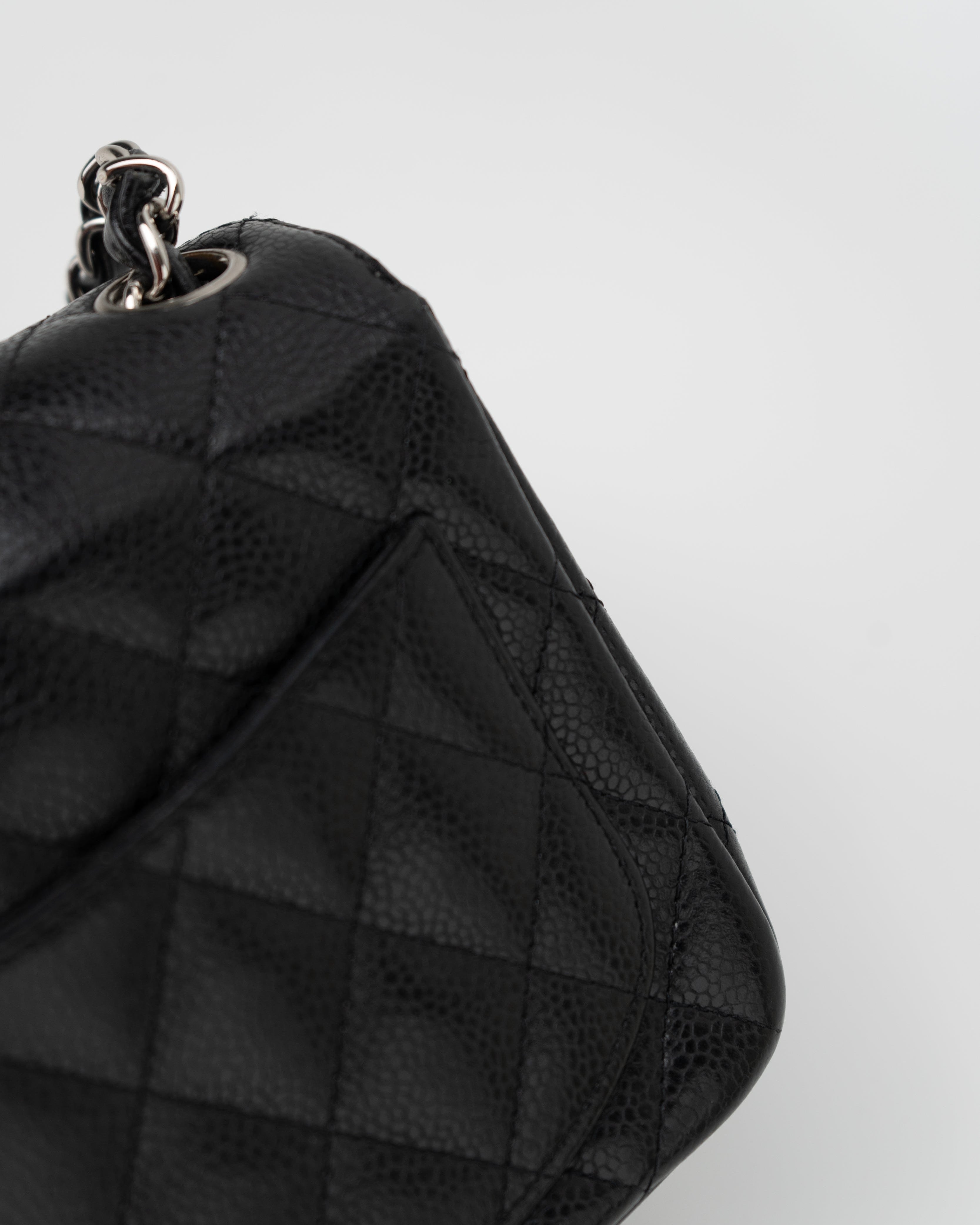 CHANEL Handbag Black Mini Square Caviar Quilted Single Flap SHW - Redeluxe