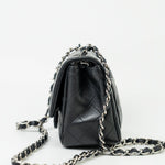 CHANEL Handbag Black Mini Square Lambskin Quilted Flap Silver Hardware - Redeluxe