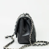 CHANEL Handbag Black Mini Square Lambskin Quilted Flap Silver Hardware - Redeluxe