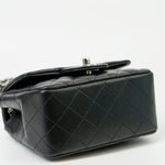 CHANEL Handbag Black Mini Square Lambskin Quilted Flap Silver Hardware - Redeluxe
