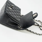 CHANEL Handbag Black Mini Square Lambskin Quilted Flap Silver Hardware - Redeluxe