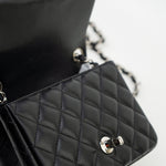 CHANEL Handbag Black Mini Square Lambskin Quilted Flap Silver Hardware - Redeluxe